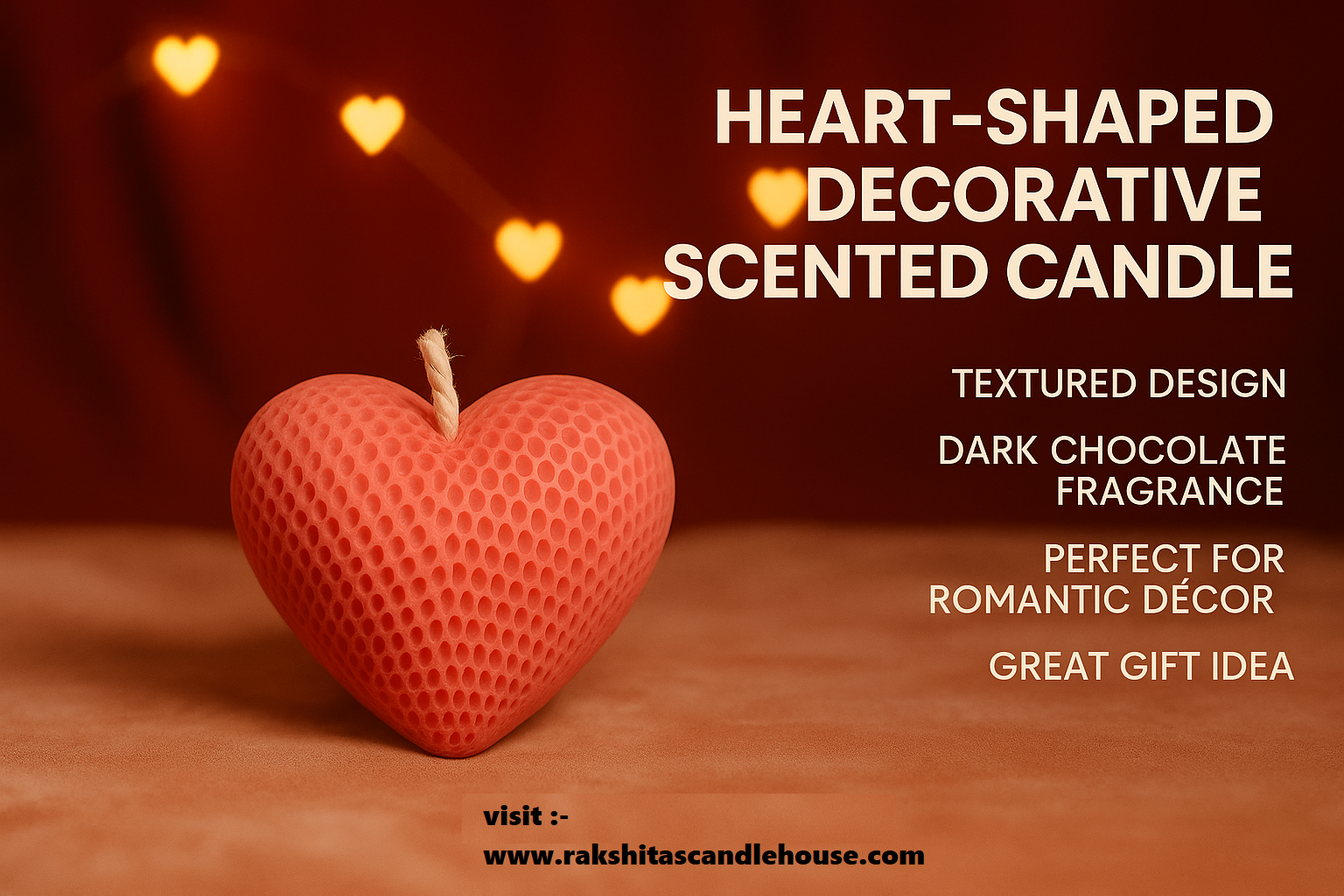 Textured Heart-Shaped Scented Candle β Red Mogra Fragrance | Romantic Decorative Gift Candle Pack of 4 - Image 2