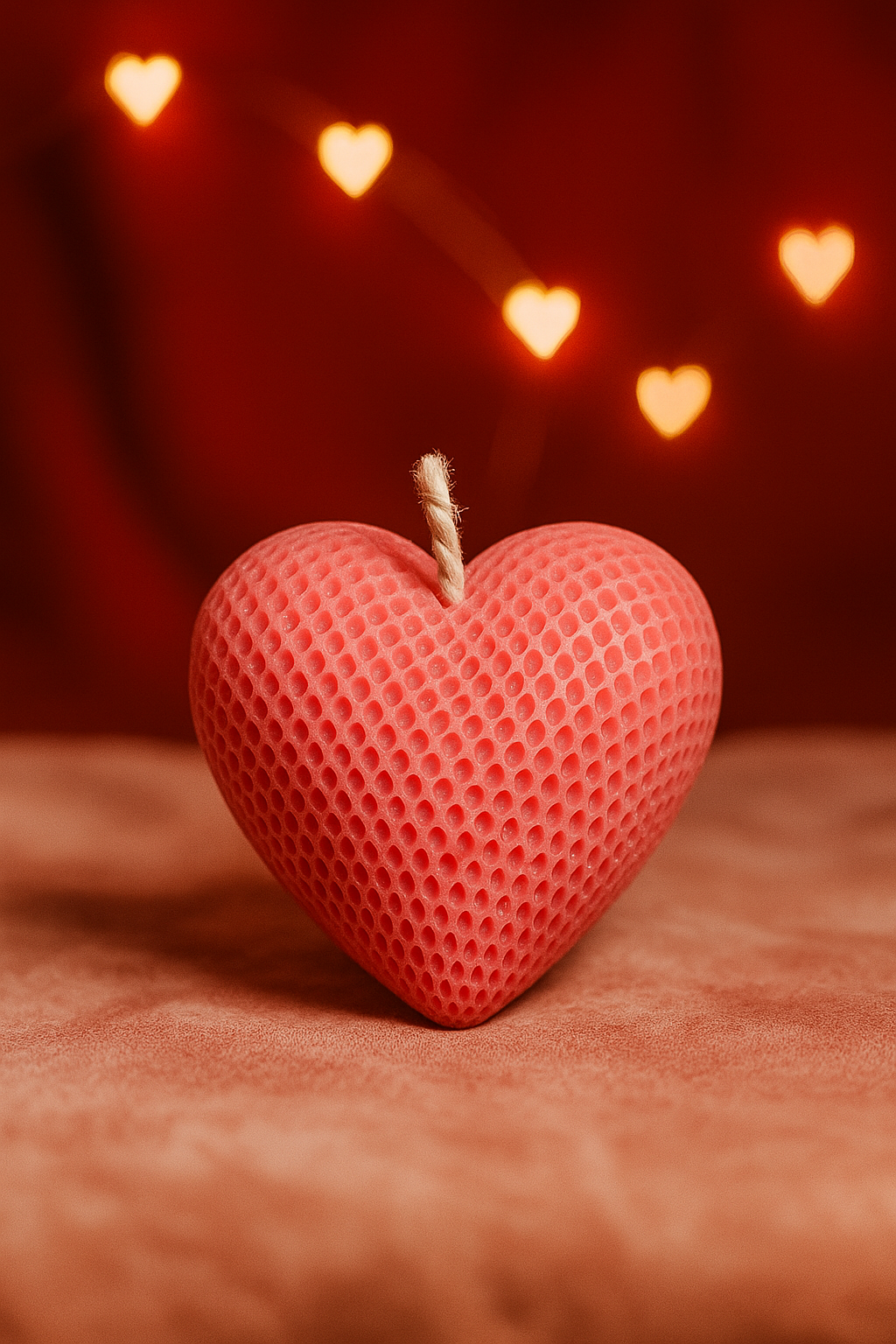 Textured Red Heart Candle With Mogra Fragrance