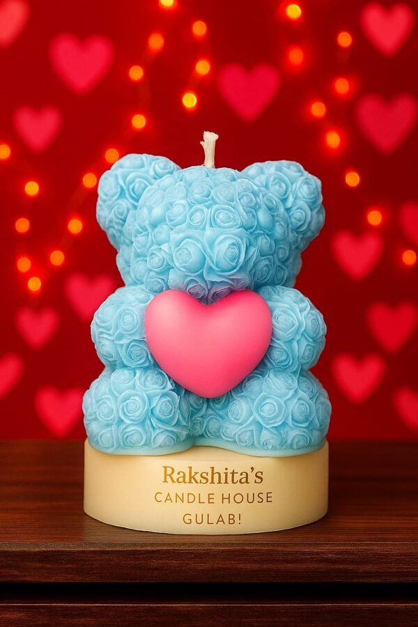 teddy candle, rose teddy candle, pink blue yellow candle, combo candle pack, love gift, handmade wax candle, anniversary candle, gift for her, RakShita’s Candle House