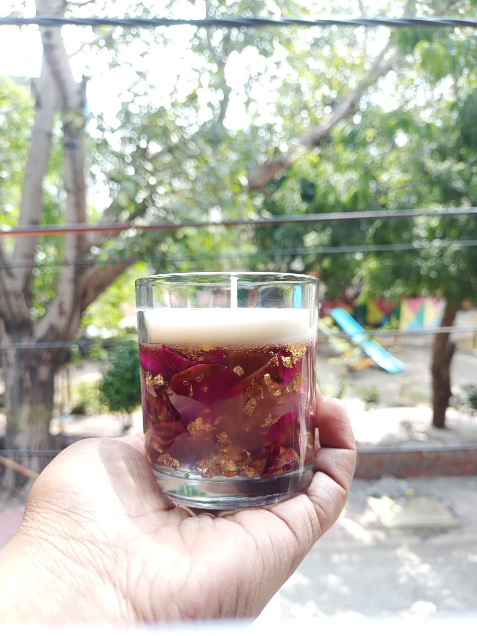 Dried flower Gel Wax Candle