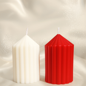 “red & white pillar candle – decorative handcrafted candle for home décor | long burning, premium quality design”